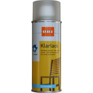 OBI Klarlack Spray, transparent, seidenmatt, 400 ml Dose. Für Holz, Metall, Stein u.a.