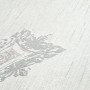 Barock Tapete in Beige-Grau mit Ornamenten, matte Textiloptik für Wohnräume.