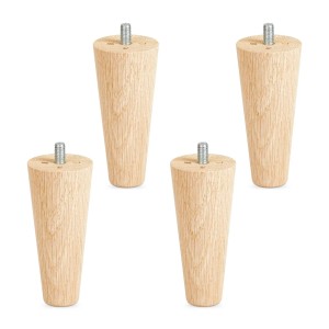 SOTECH 4 Stück Möbelfüße Eiche Massiv Ø45 25 mm Höhe 100 mm