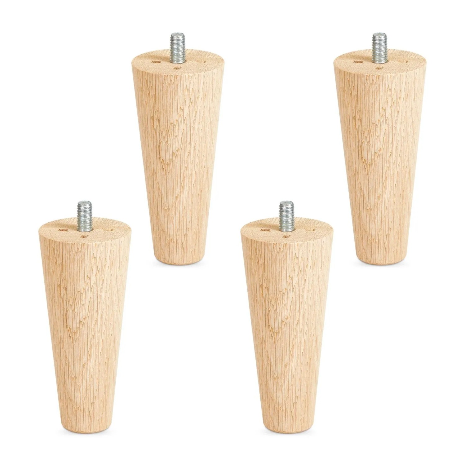SOTECH 4 Stück Möbelfüße Eiche Massiv Ø45 25 mm Höhe 100 mm