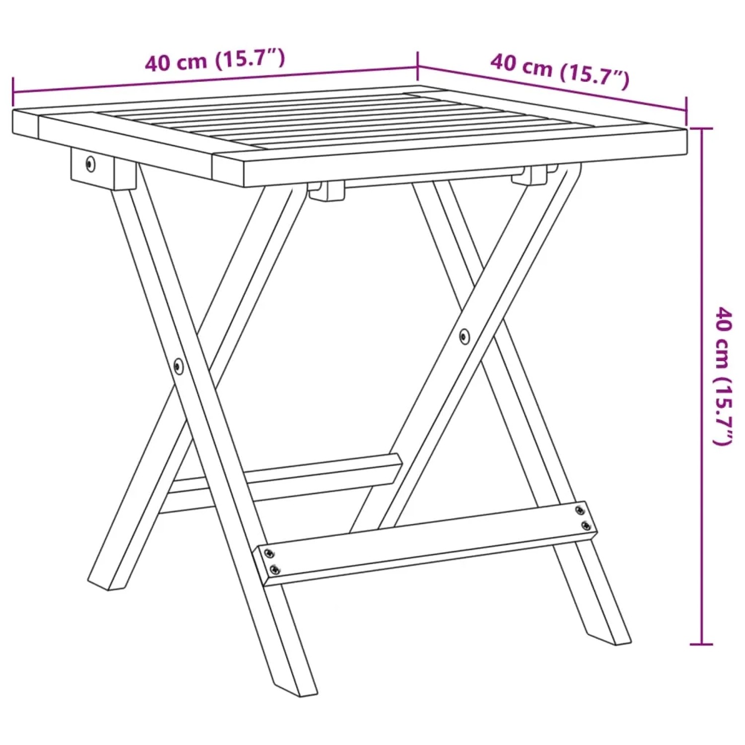 vidaXL Tisch aus Akazienholz, 40x40x40cm, passend zu Sonnenliegen Set
