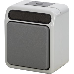 Merten AQUASTAR Wipptaster für Feuchträume, Aufputz, grau