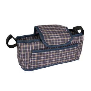 Monstershop Haustierwagen Fronttasche mit blauem Tartanmuster für Hundetransport.