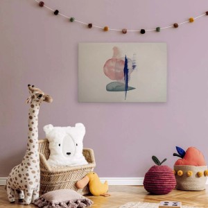 Leinwandbild mit abstraktem Aquarell-Motiv für Kinderzimmer, 90x60 cm.