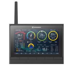 Bresser WLAN-Wetterstation MeteoChamp mit HD-Display zur Anzeige von Wetterdaten.
