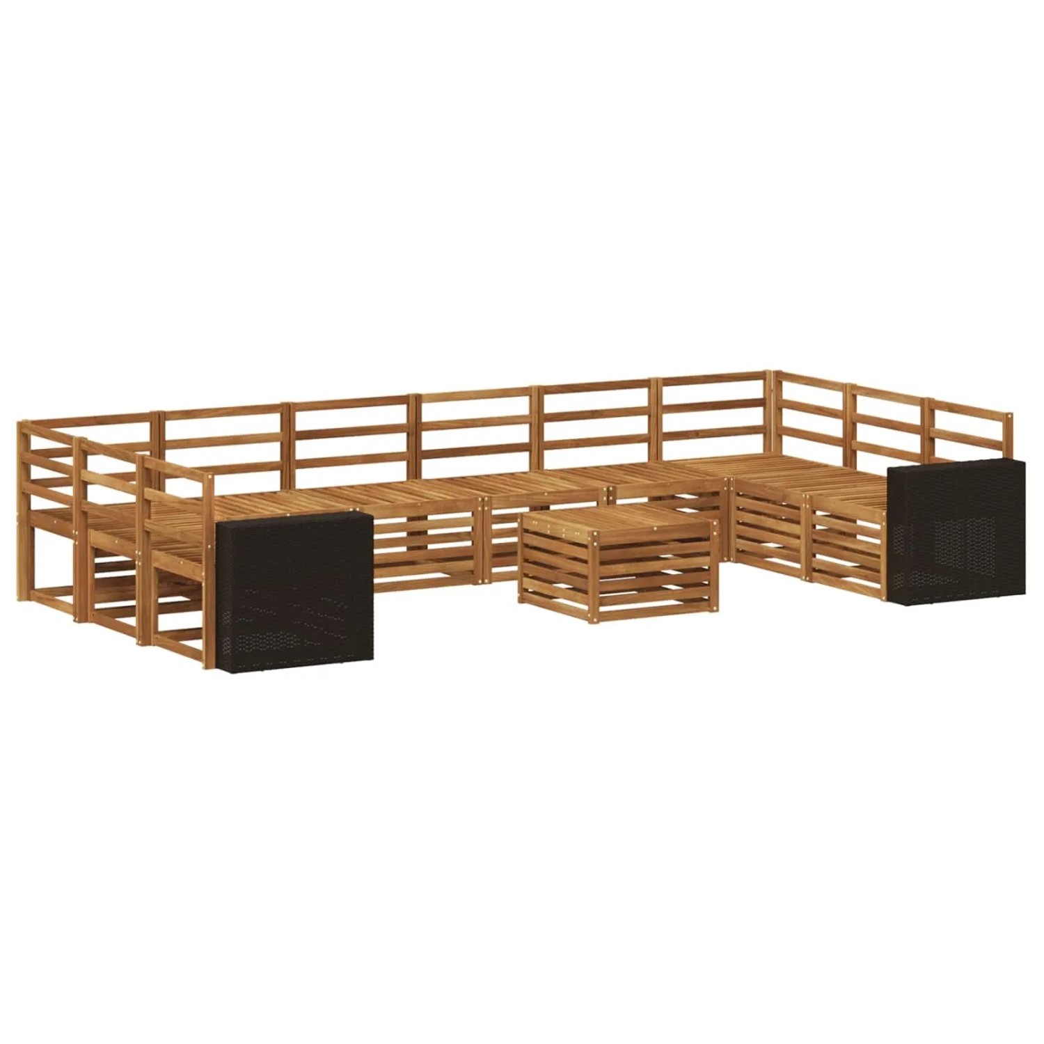 vidaXL Outdoor-Sofagarnitur 11 Stk Natur Massivholz Akazie 3384930