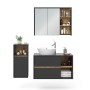 Vicco Badmöbel-Set Viola, 3-teilig in Anthrazit/Eiche mit Spiegelschrank, Waschbeckenunterschrank und Midischrank.