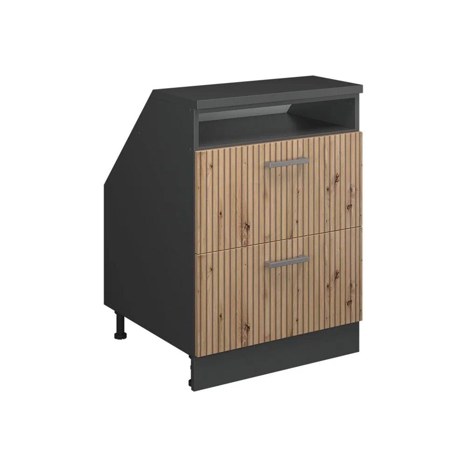 Vicco Küchenschrank für Dachschrägen R-Line Artisan-Eiche 60 x 82 mit 2 Schubladen Schrankkorpus 60 cm Tiefe Art Nr 59992