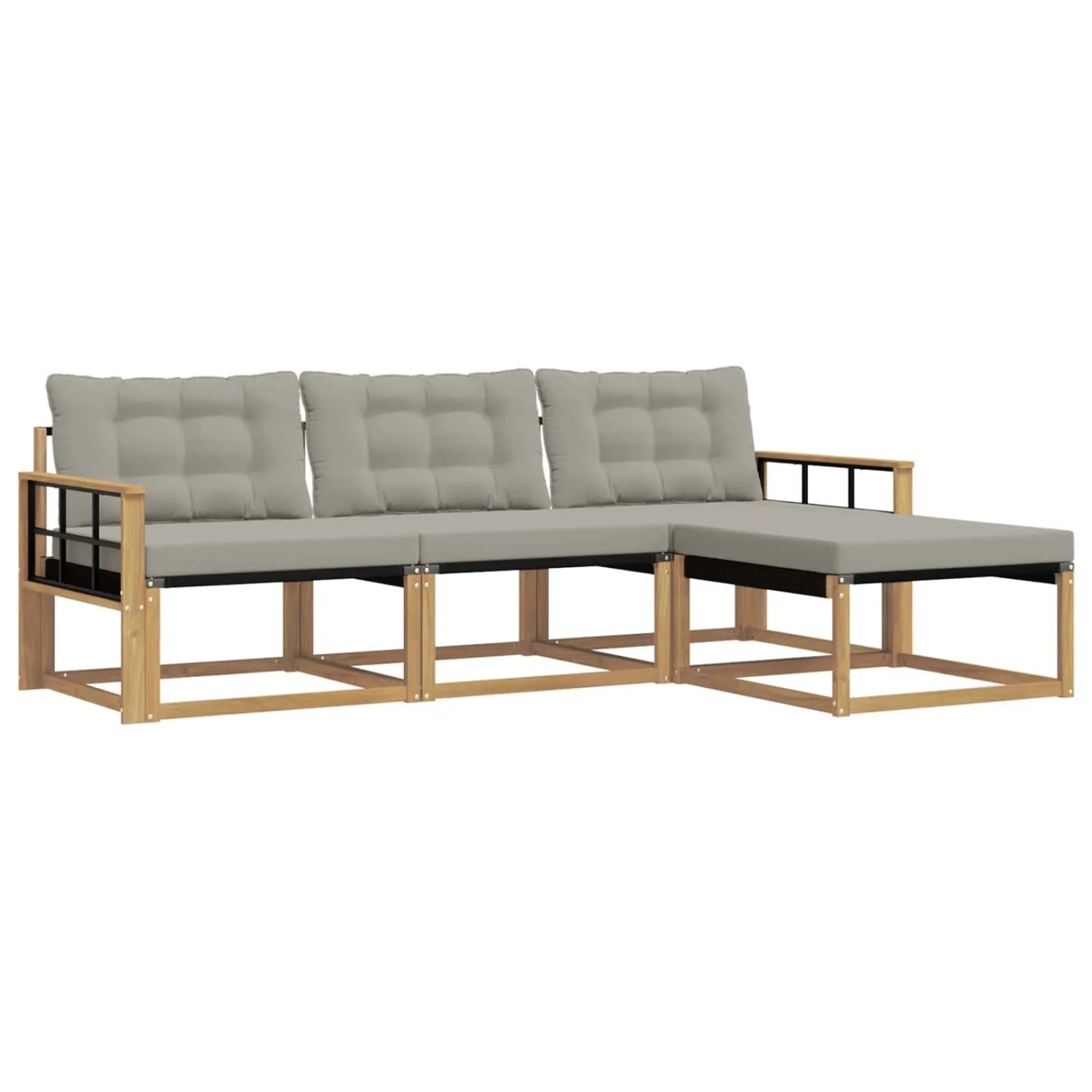 vidaXL Outdoor-Sofagarnitur mit Kissen 4 Stk Weiß und Hellgrau 3388569