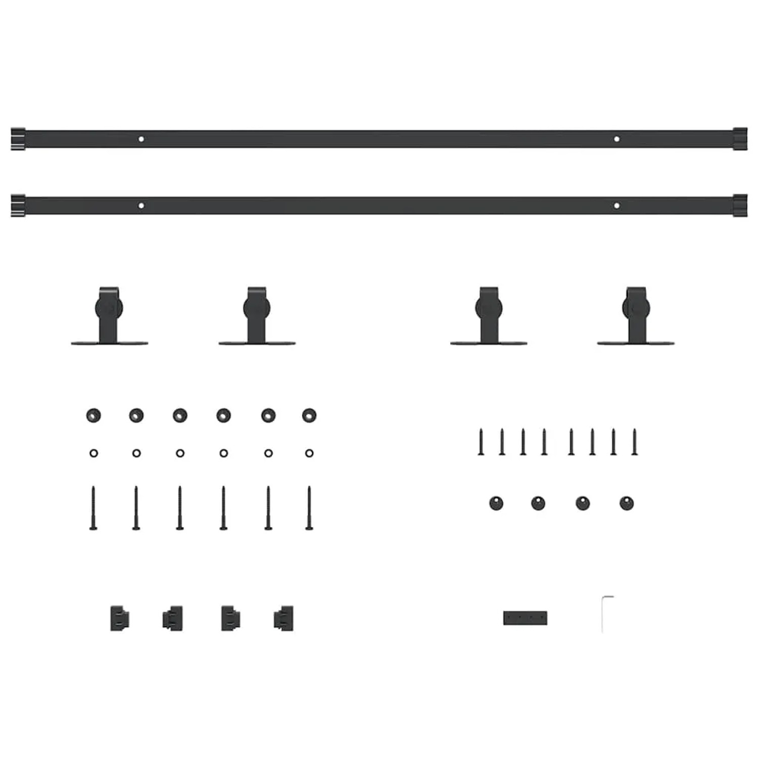 vidaXL Schiebetürbeschlag Set 200cm, Karbonstahl, für Schranktüren. Komplettes Set für leichtgängige Schiebetüren.