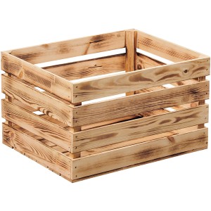 Geflammte Kesper Holzkiste aus Kiefernholz, 47 l, ideal zur Aufbewahrung und als Deko.