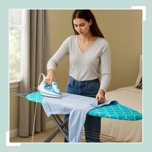 Relaxdays Bügelbrett Stahl Baumwolle Türkis Höhenverstellbar Rutschfest 122 cm x 39,5 cm 5,5 kg