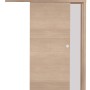 Holz-Schiebetür in Cappuccino-Optik, 90,5x200,8 cm, mit Griffmuschel. Ideal für platzsparende Lösungen.