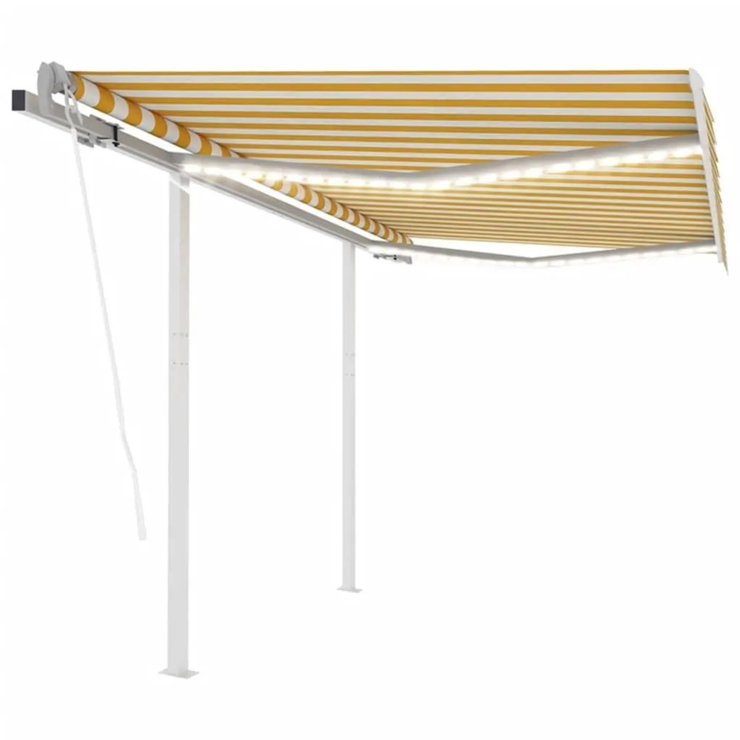 vidaXL Automatische Markise mit LED & Windsensor 3,5x2,5 m Gelb/Weiß 3069933
