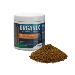 Oase Organix Diskusfutter Granulat, 250ml Dose mit Futterhaufen