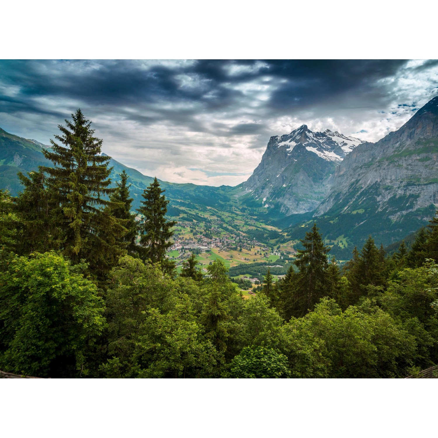 Fototapete Landschaft Fluss Wald Grün Blau 3,50 m x 2,55 m FSC®