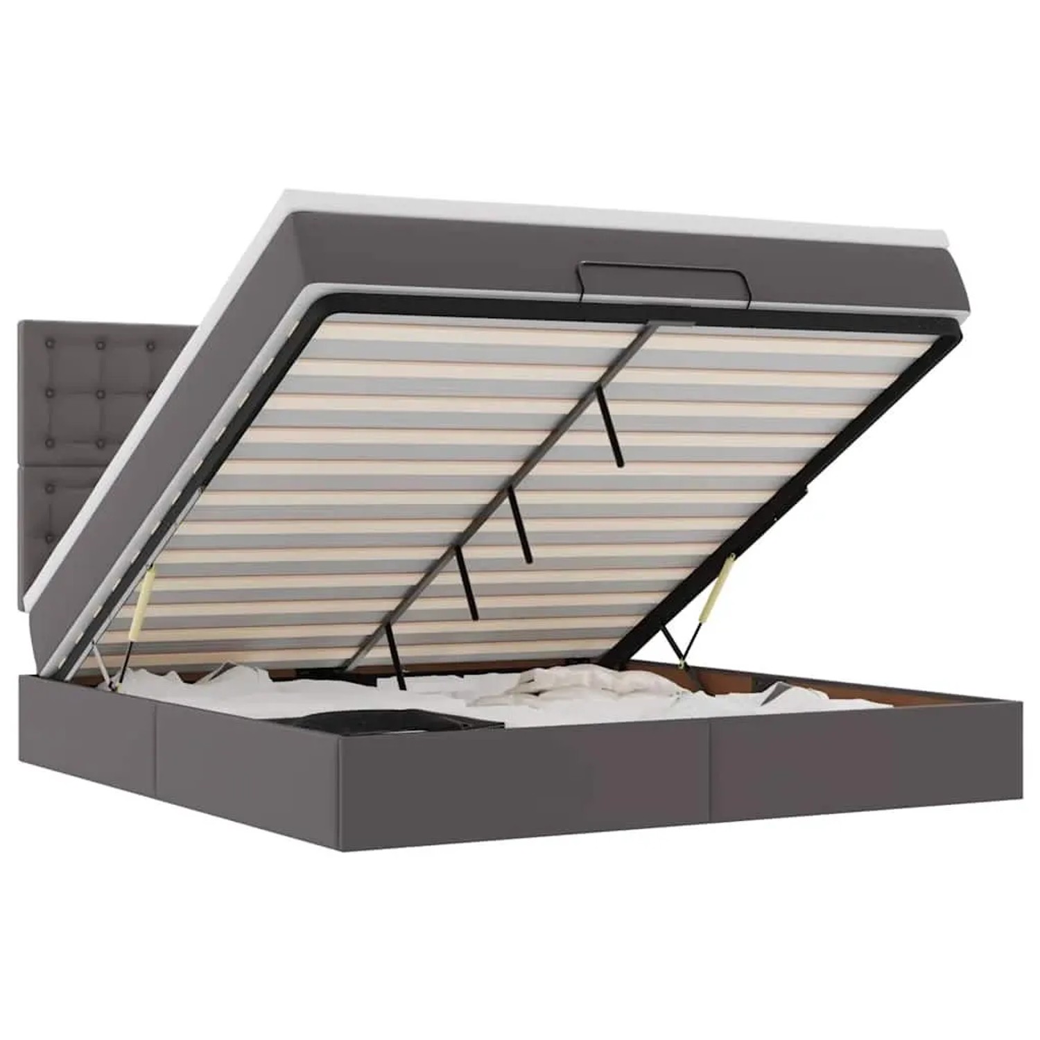vidaXL Ottoman-Bett mit Matratze & LEDs Grau 180x200 cm Kunstleder 3313868