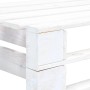 Detailansicht der weißen vidaXL Outdoor Eckbank aus Palettenholz.