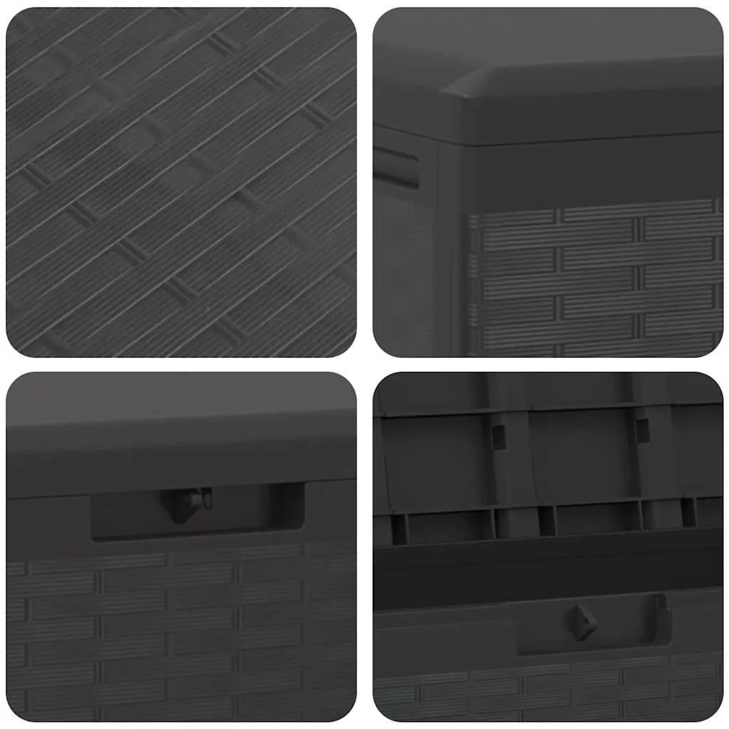 furnicato Gartenbox, anthrazit, 114x47x60 cm, Details wie Oberfläche und Verschluss der Universalbox.