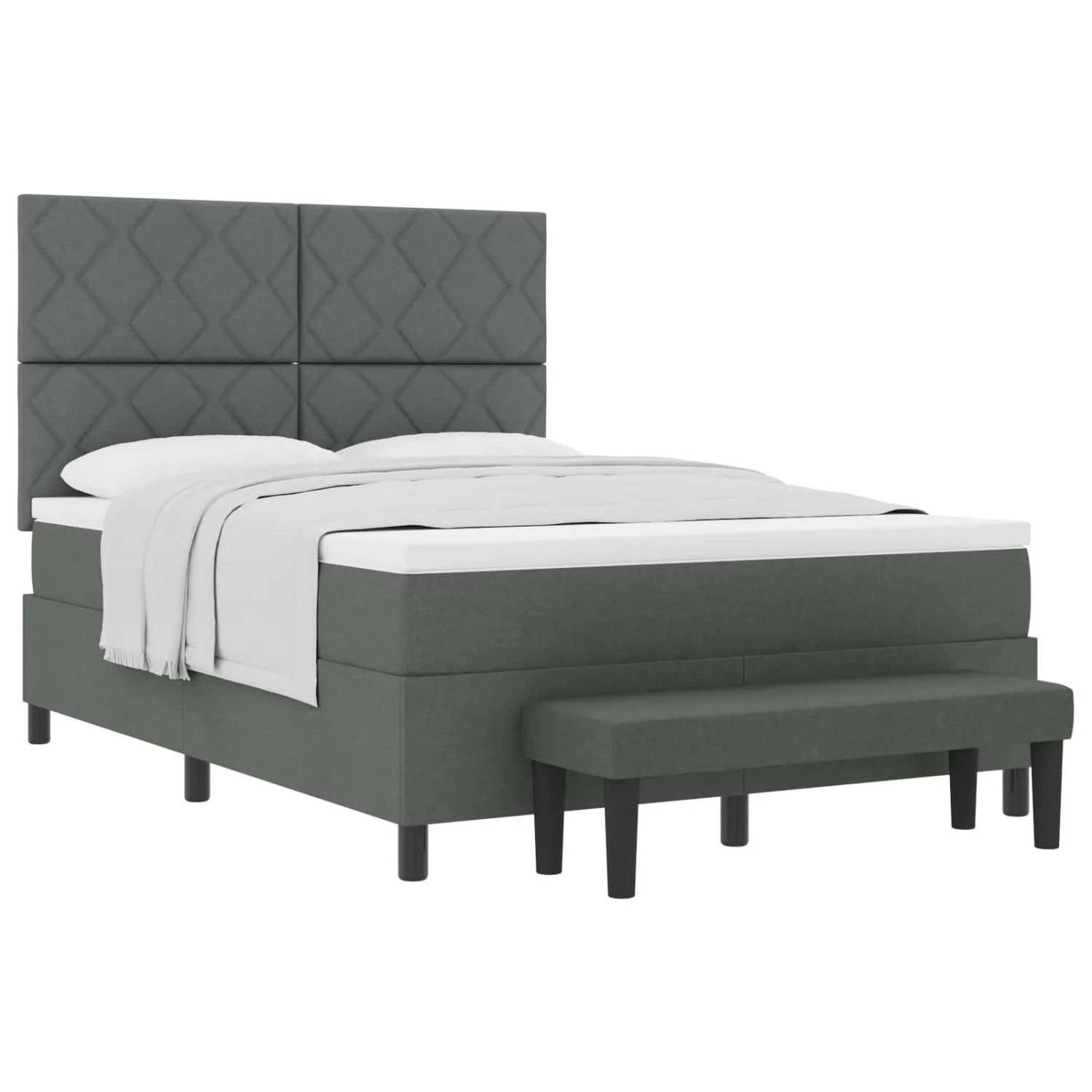 vidaXL Boxspringbett mit Matratze Dunkelgrau 160 x 200 cm Stoff 3344157