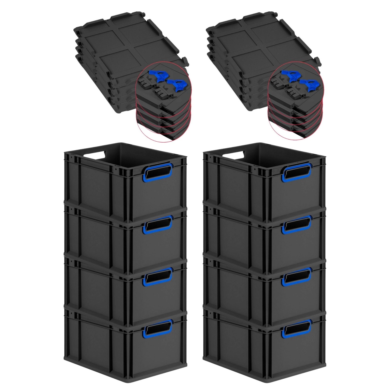 PROREGAL SuperSparSet 8x Eurobox Nextgen Color Mit Scharnierdeckel HxBxT 22 günstig online kaufen