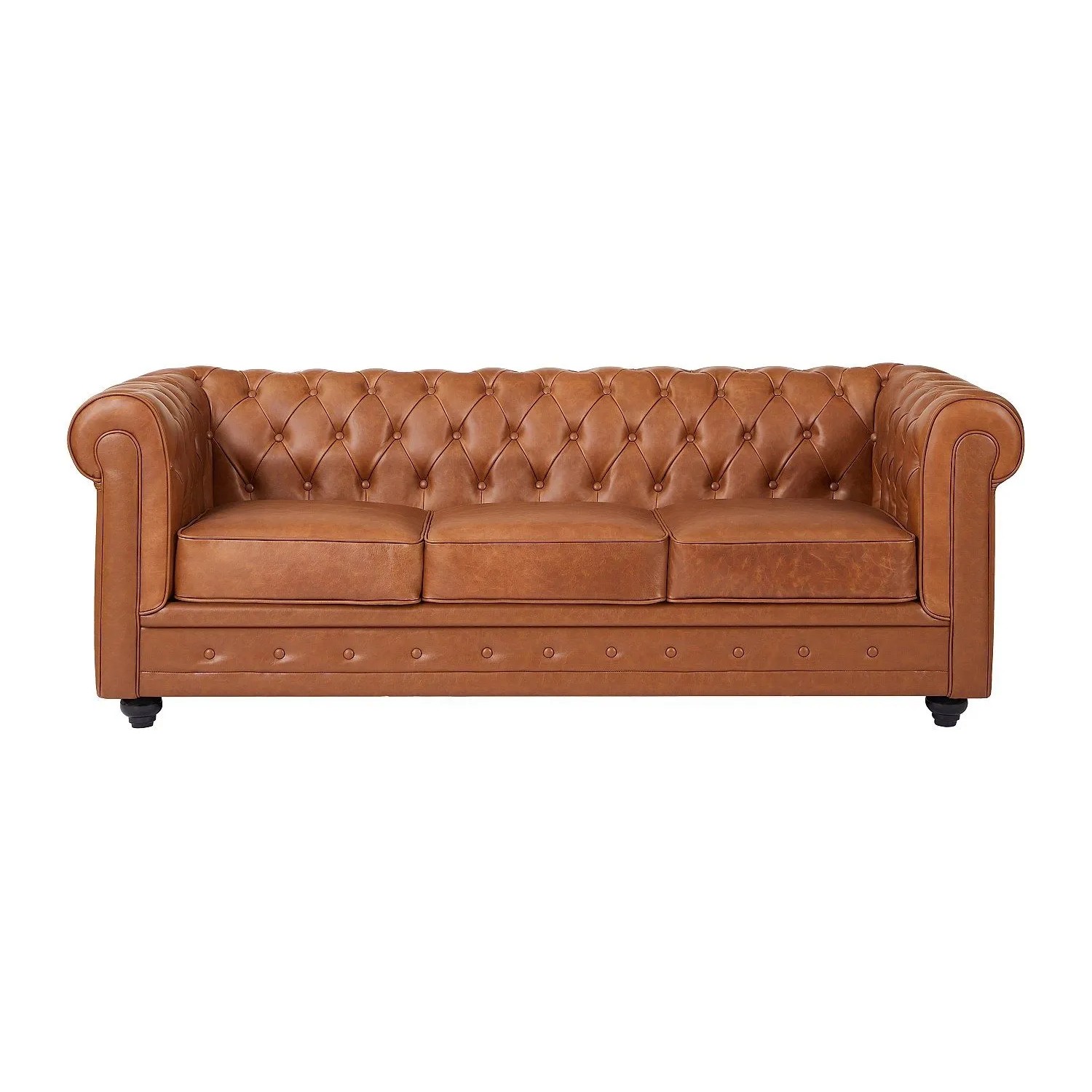 Vente-unique Sofa Ohne Schlafmöglichkeit Chesterfield Camel 205 cm