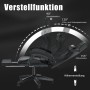Höhenverstellbarer Gaming Stuhl in Schwarz mit verstellbarer Rückenlehne und Fußstütze.