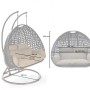 Home Deluxe Hängesessel Twin, braunes Polyrattan, mit Maßen und Regenabdeckung.