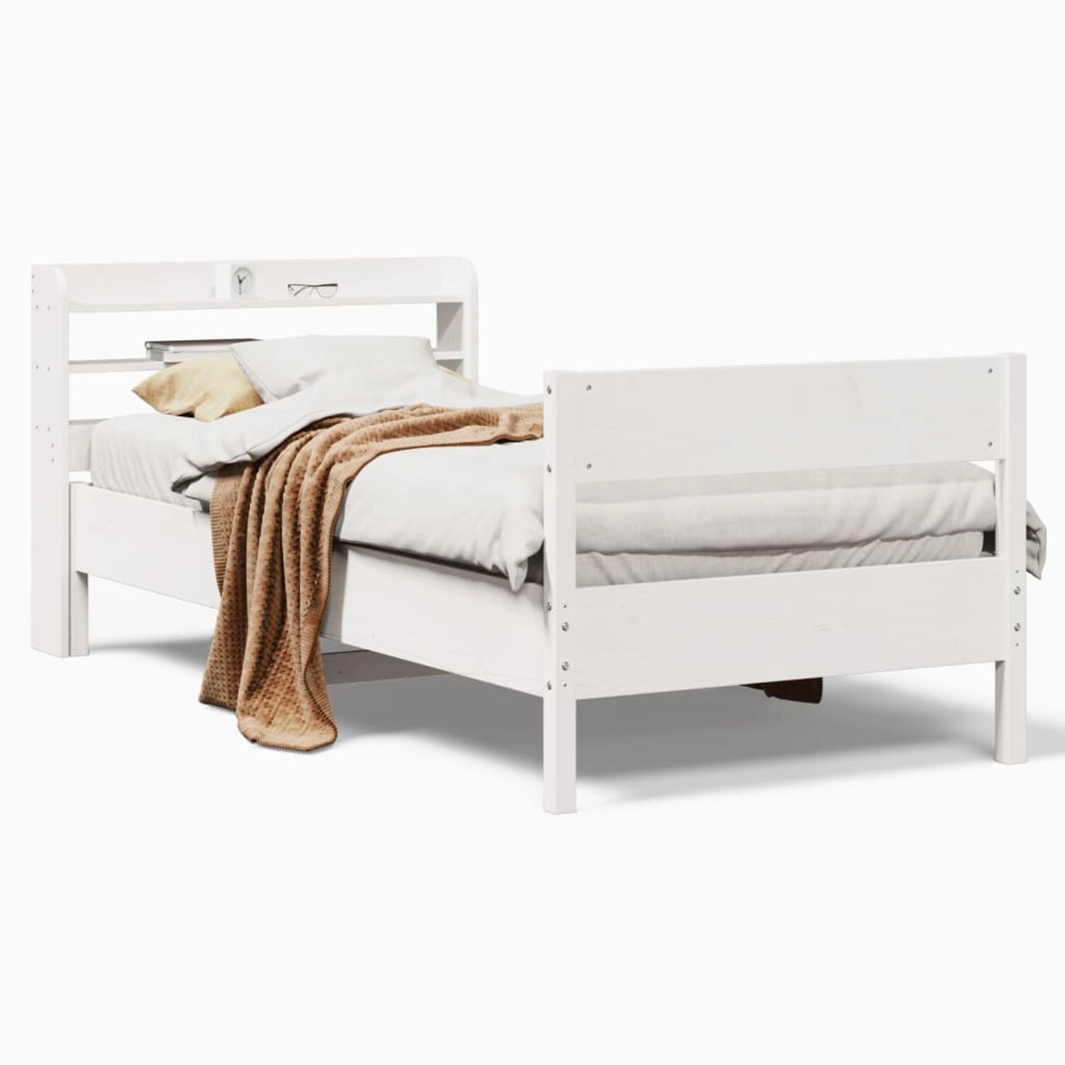 vidaXL Massivholzbett ohne Matratze Weiß 90x190 cm Kiefernholz 3306949