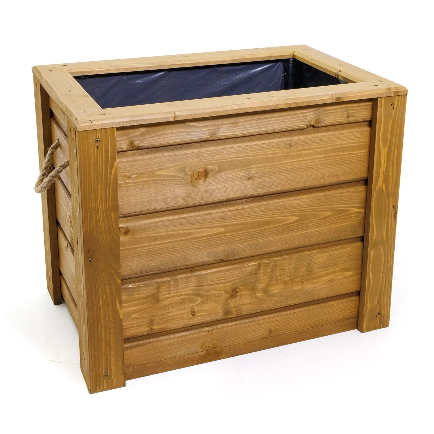 HolzFee Pflanzkasten Flair mit Seilgriffe Skandinavische Fichte Roteiche Holz Hoch 60 x 40 x 48 cm