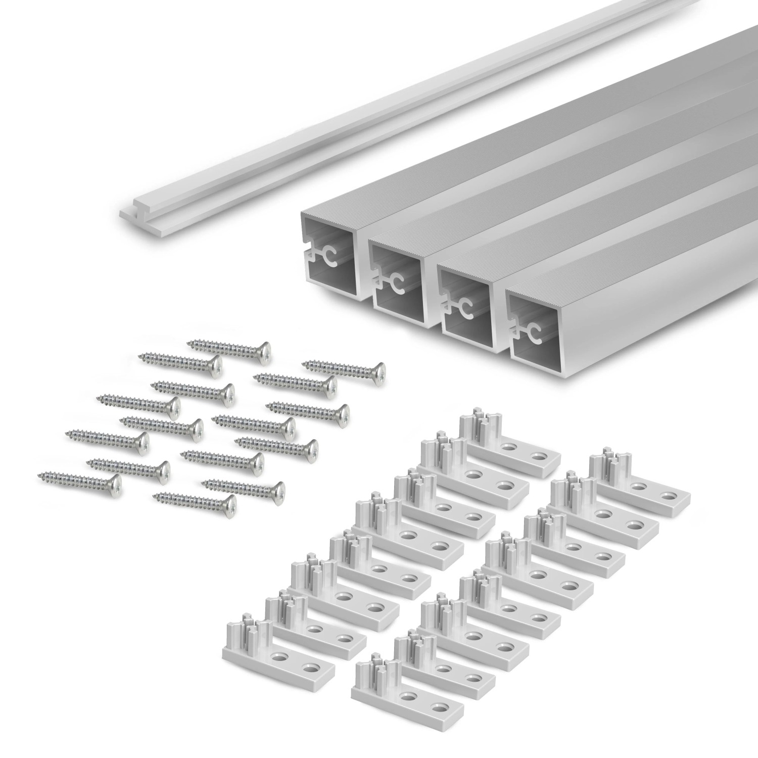 Emuca Lot Mt 2 Zentralprofile Gola für Küchenmöbel Länge 2.35 m mit Zubehör Aluminium Matt Eloxiert