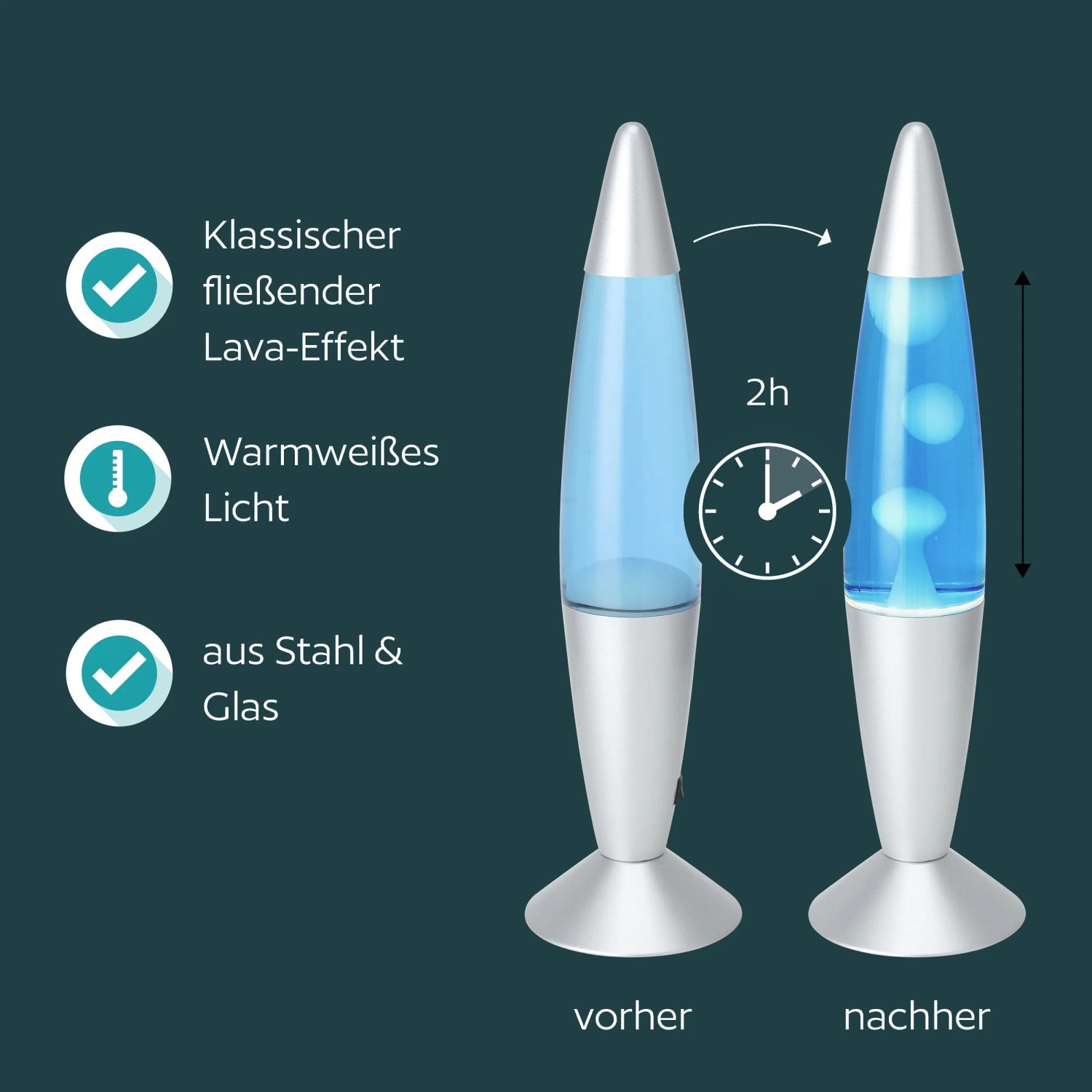 Eglo LED-Lavatischleuchte Silber/Blau/Weiß, Höhe 42cm_9