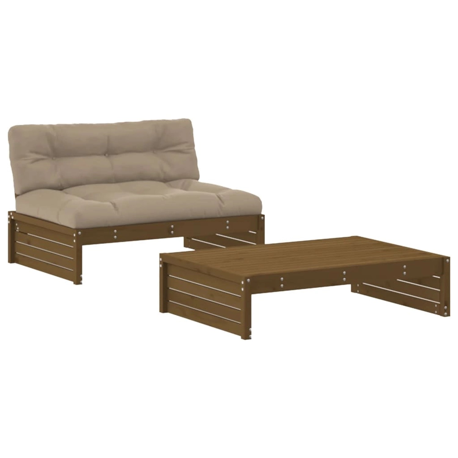 vidaXL 2-tlg Garten-Lounge-Set mit Kissen Honigbraun Massivholz Modell 1 günstig online kaufen