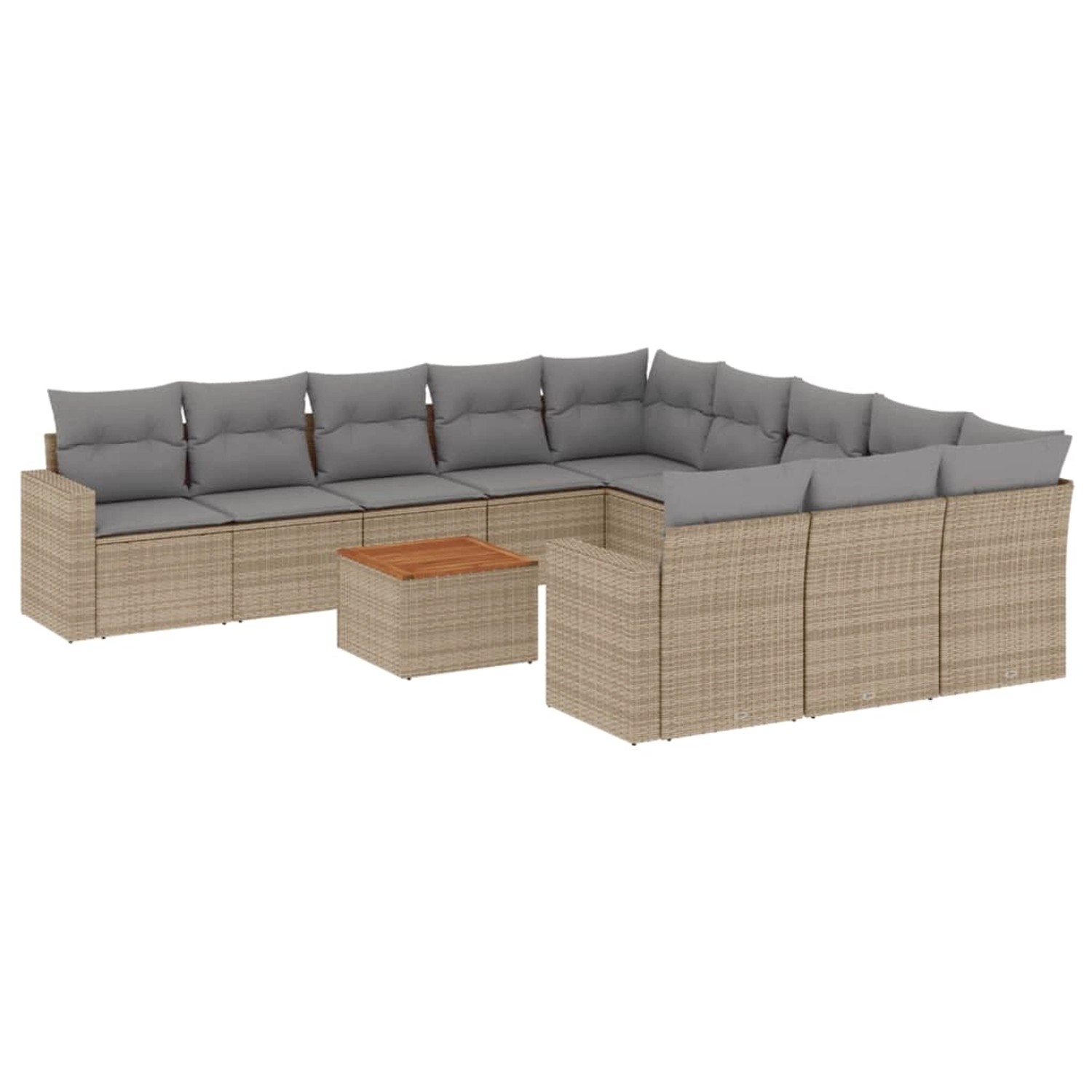 vidaXL 12-Tlg Garten-Sofagarnitur mit Kissen Beige Poly Rattan 3256682 günstig online kaufen