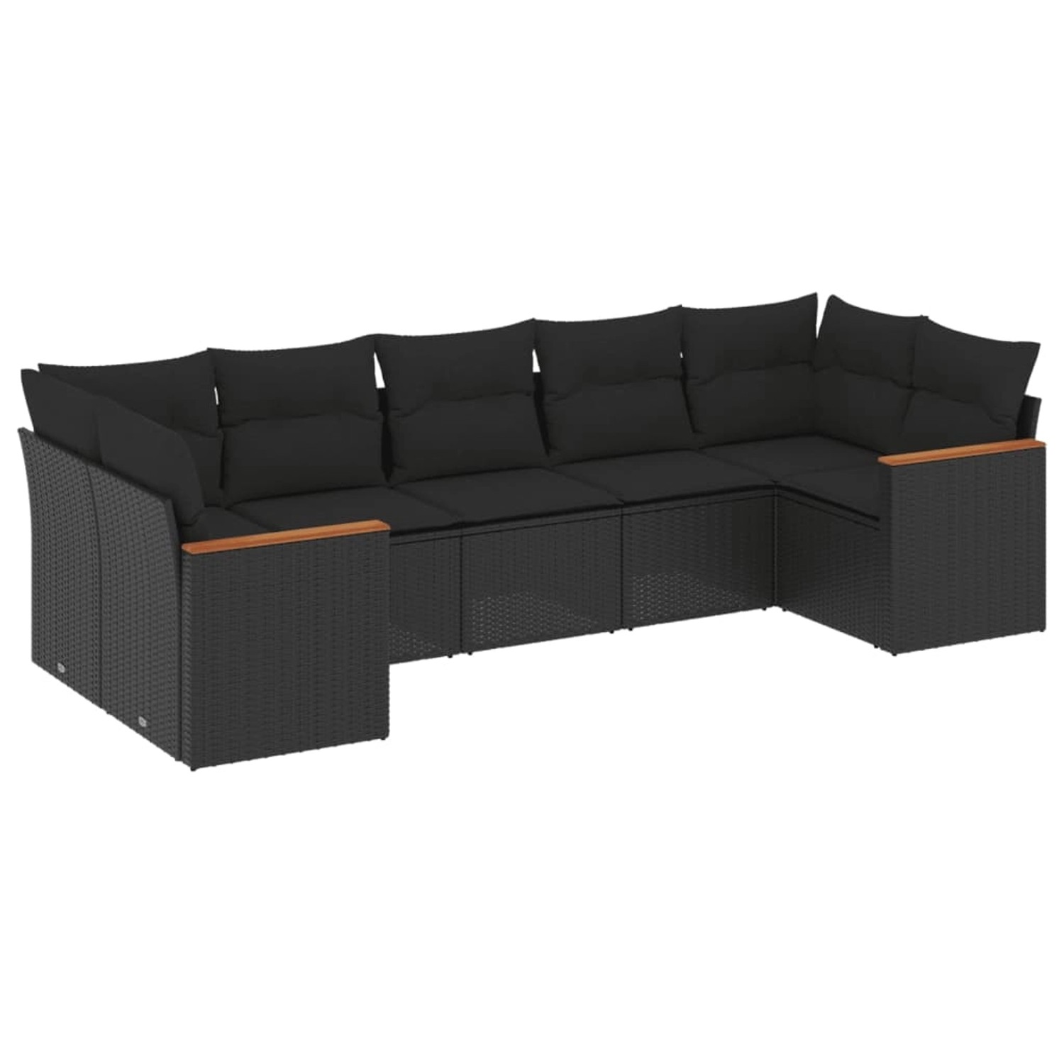 vidaXL 7-Tlg Garten-Sofagarnitur mit Kissen Schwarz Poly Rattan 3226265 günstig online kaufen