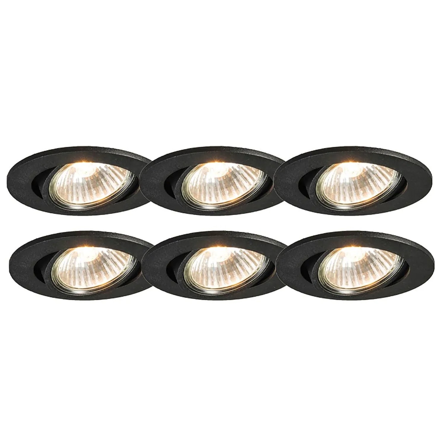 Qazqa Set Mit 6 EinbauSpots Schwarz Neigbar Cisco