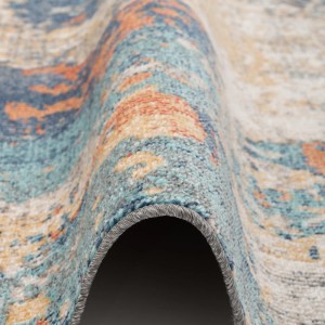 Detailansicht: Pergamon Designer Teppich Lagos Vintage Rost, 80x150cm. Indoor/Outdoor Teppich mit Rostfarben.