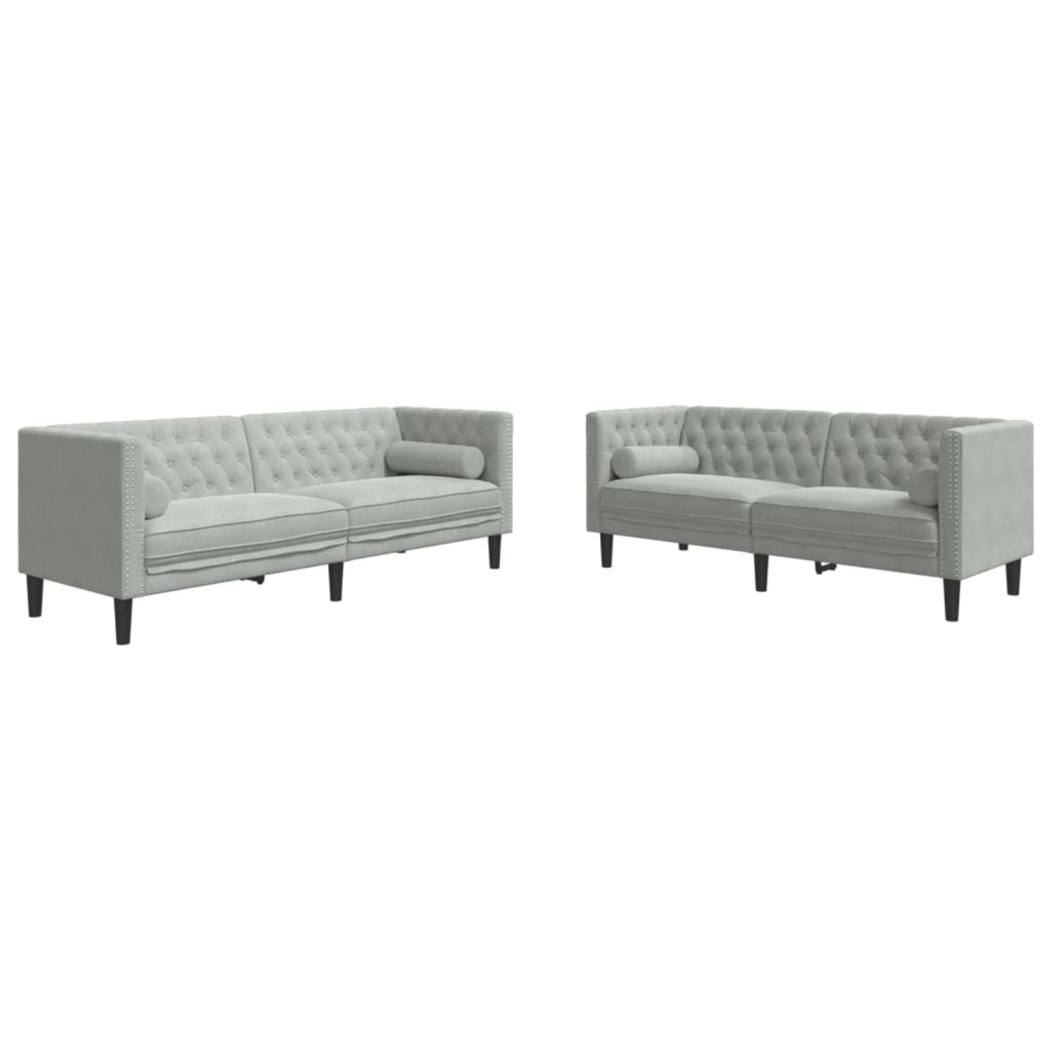 vidaXL 2-Tlg Chesterfield-Sofa-Set mit Nackenrollen Hellgrau Samt 2149619 günstig online kaufen