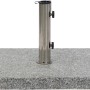 Grauer Siena Garden Schirmständer aus Granit mit Edelstahl-Standrohr.