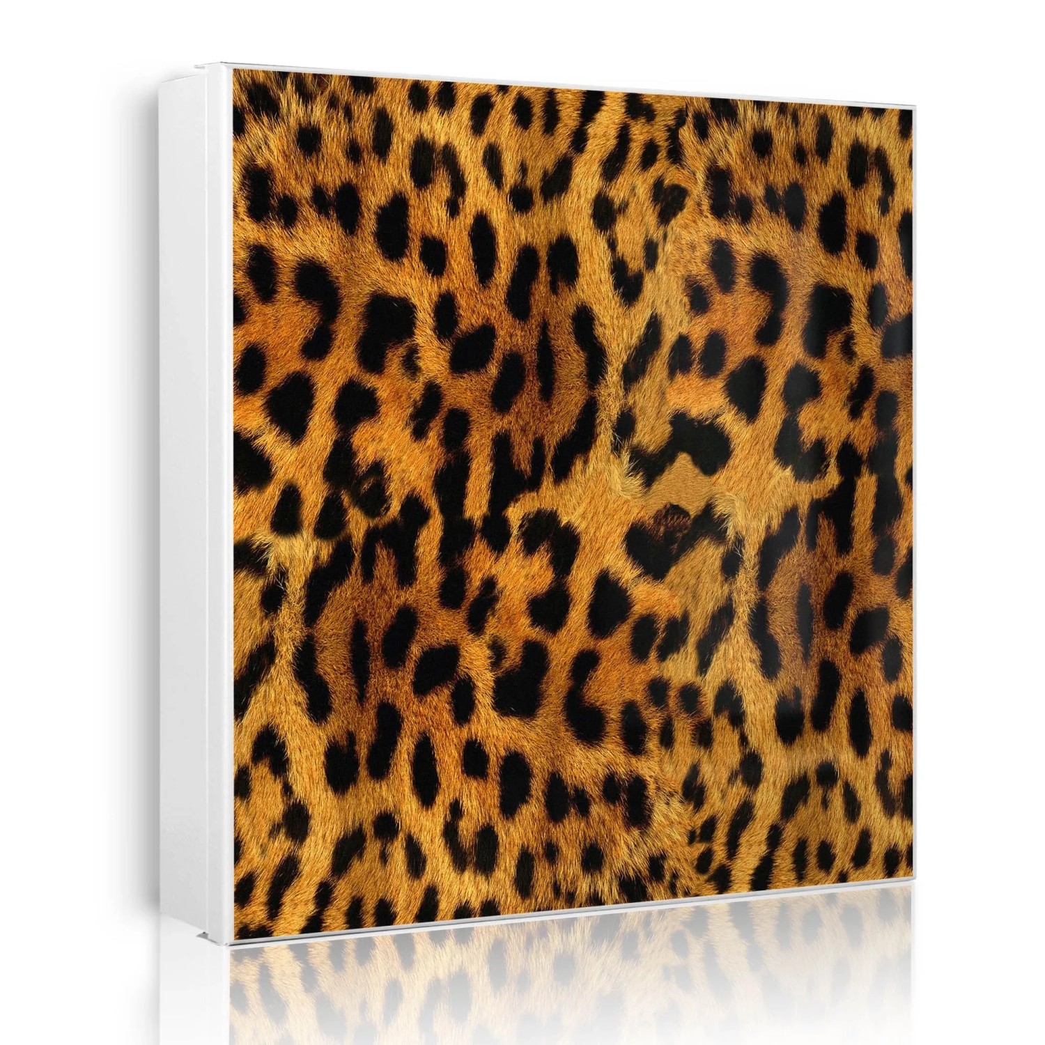 Banjado Großer Schlüsselkasten Metall 30x30cm Weiß Scharnier Rechts 50 Haken Beschreibbar Magnetisch Motiv Leopard
