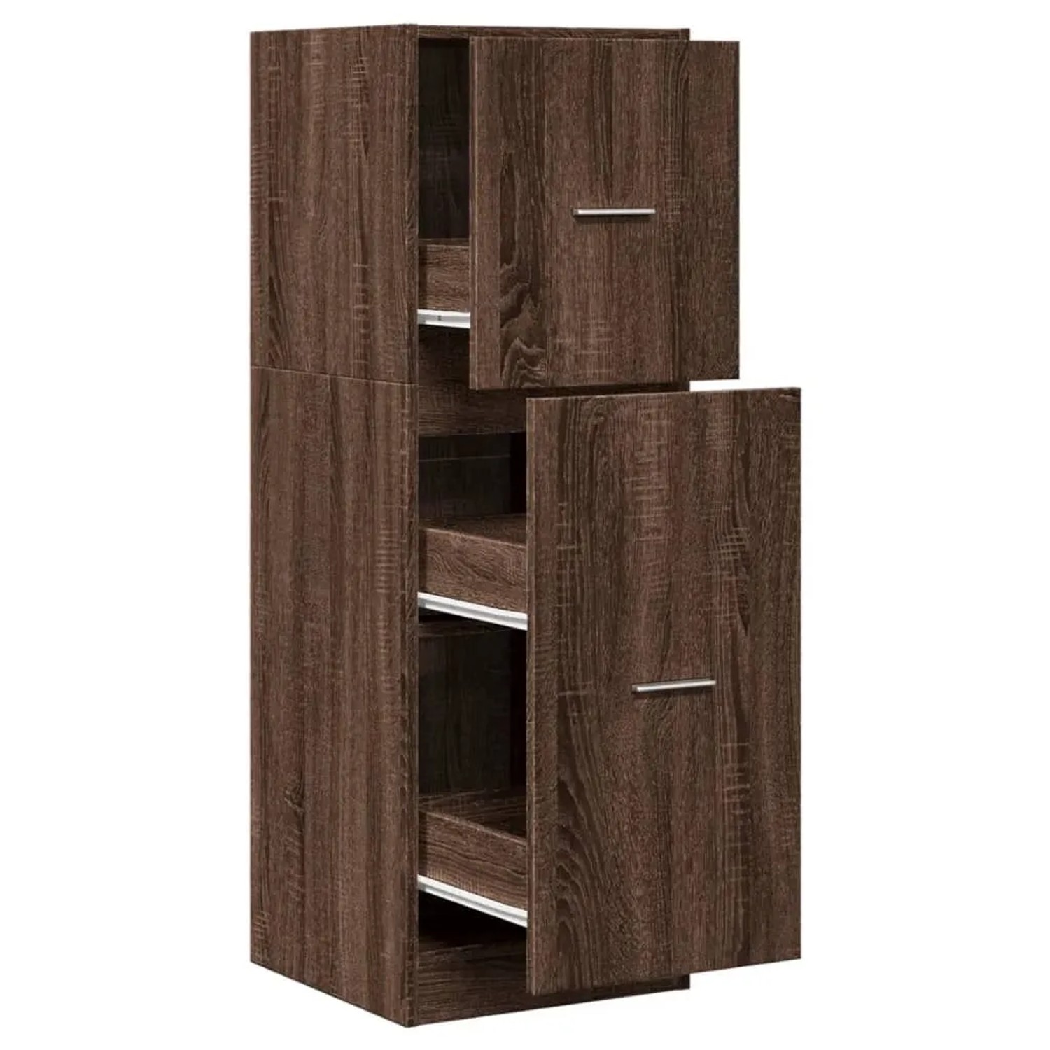 vidaXL Apothekerschrank in Eichenoptik, brauner Wohnzimmerschrank mit Schubladen und Türen.