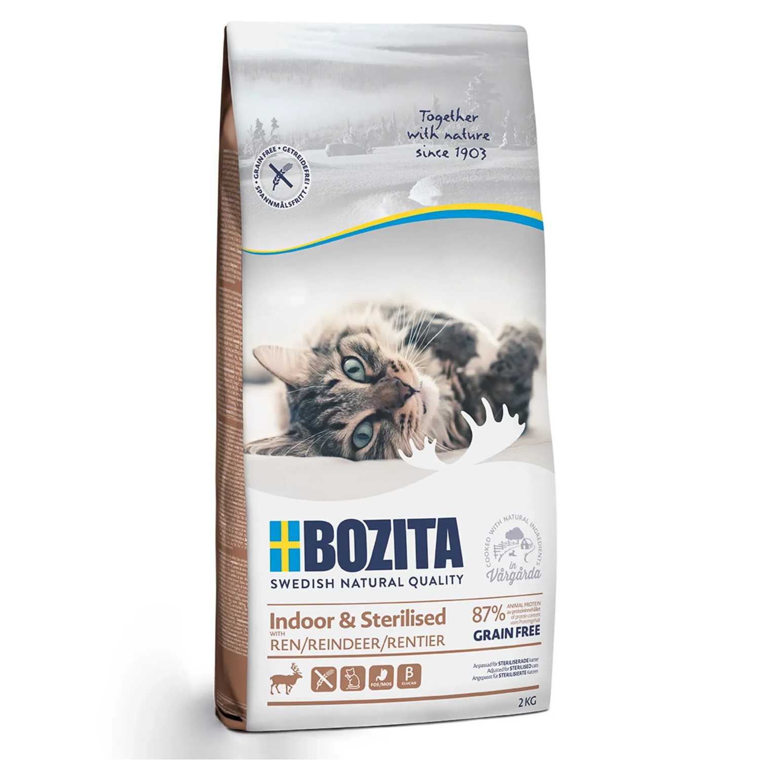 Bozita Katzen-Trockenfutter Indoor & Sterilised Grain Free Rentier 2 kg