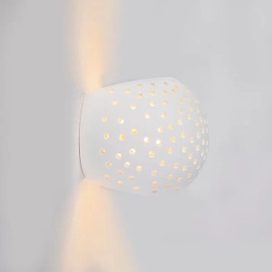 QAZQA Moderne Wandleuchte Weiß Gips Kugel mit Lichteffekt Blur