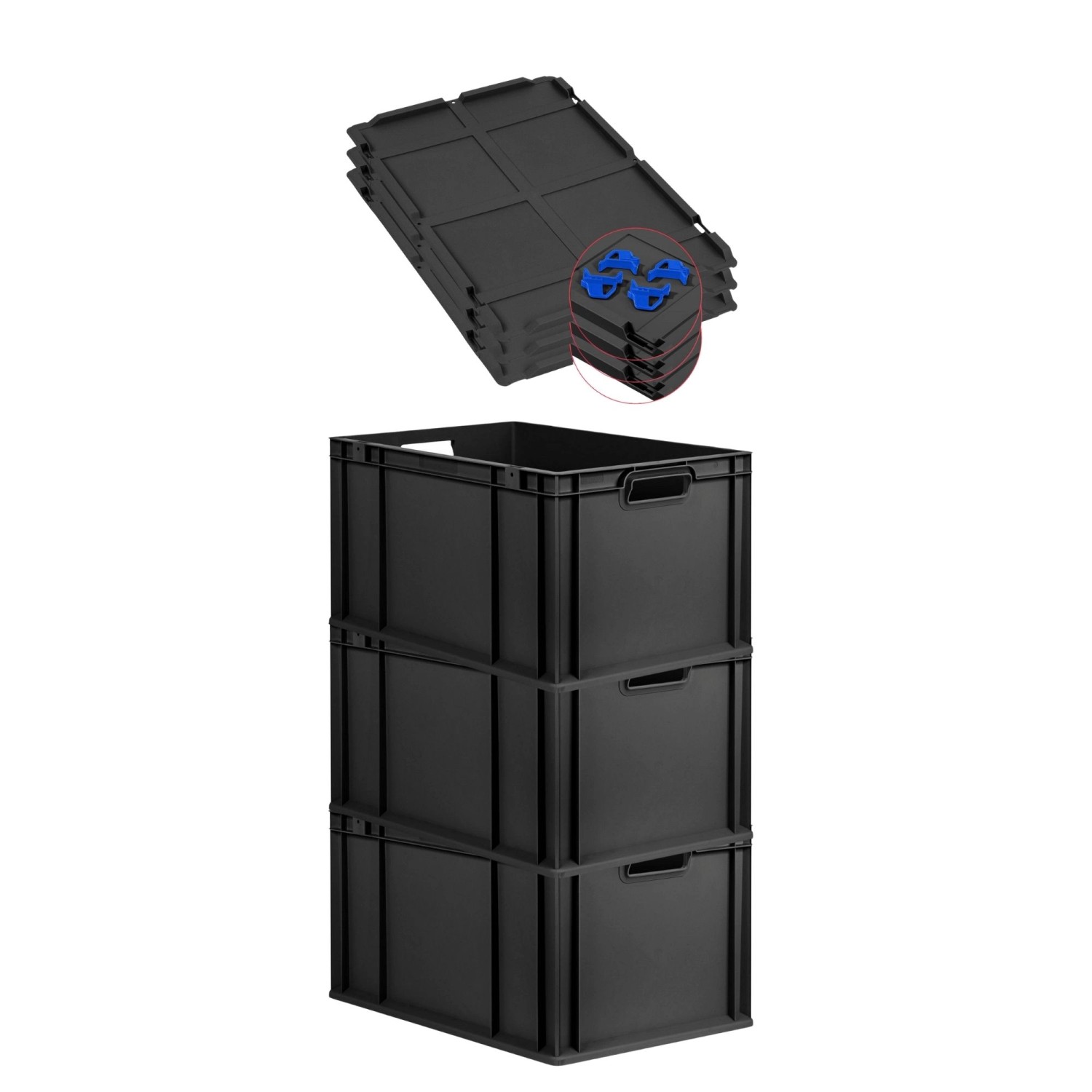 PROREGAL SuperSparSet 3x Eurobox Nextgen Grip Mit Auflagedeckel Und Blauen günstig online kaufen