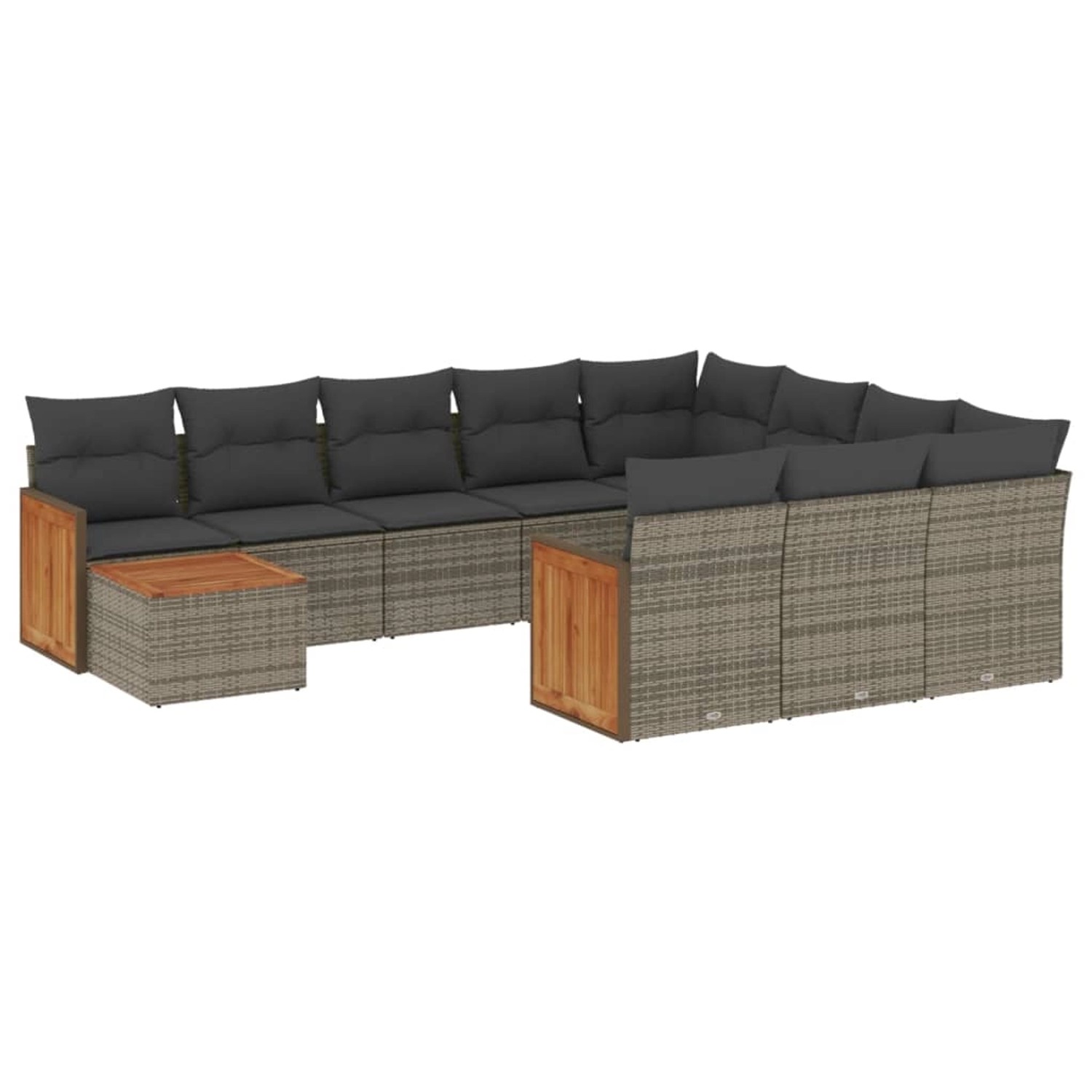 vidaXL 11-Tlg Garten-Sofagarnitur mit Kissen Grau Poly Rattan 3228048 günstig online kaufen