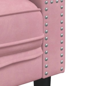 Detailansicht: Rosa Chesterfield Sofa, Samt, mit Ziernägeln.