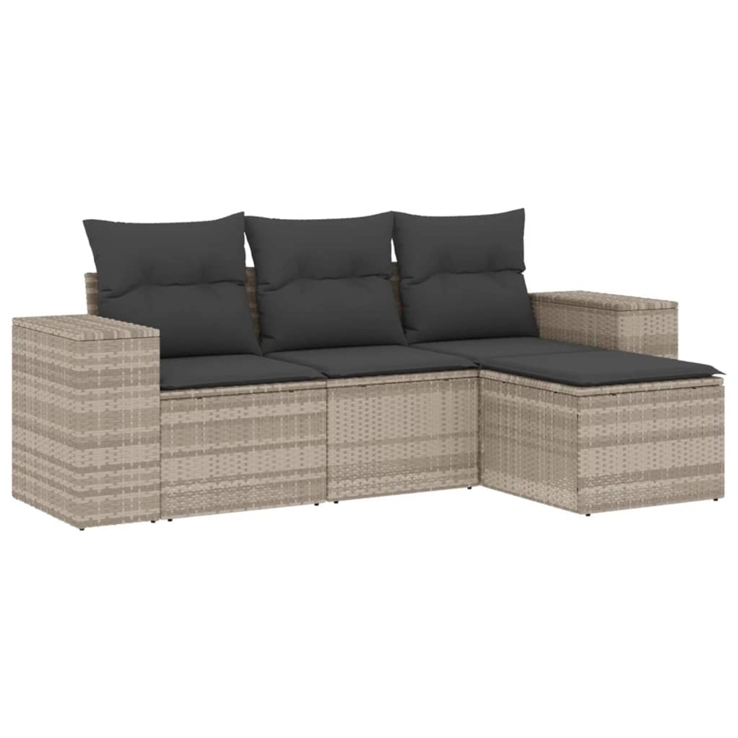 vidaXL 4-tlg Garten-Sofagarnitur mit Kissen Hellgrau Poly Rattan Modell 5 günstig online kaufen