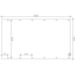 Technische Zeichnung Carport Friesland Schiefergrau, Maße: 557 x 860 cm.