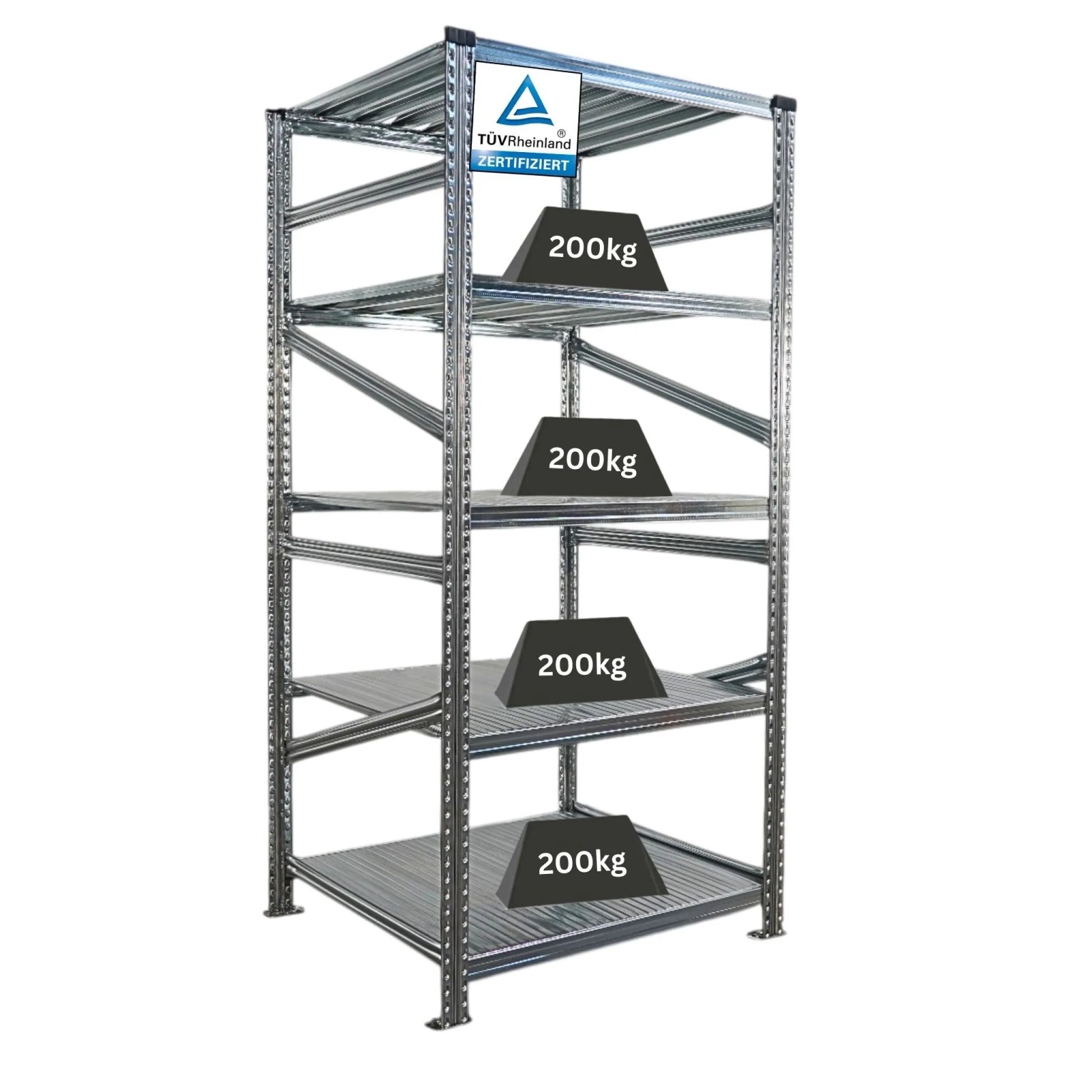 PROREGAL Fachbodenregal Stecksystem Proximo Grundregal HxBxT 200 x 150 x 60 cm 11 Ebenen Fachlast 180 kg Beidseitig Verzinkt