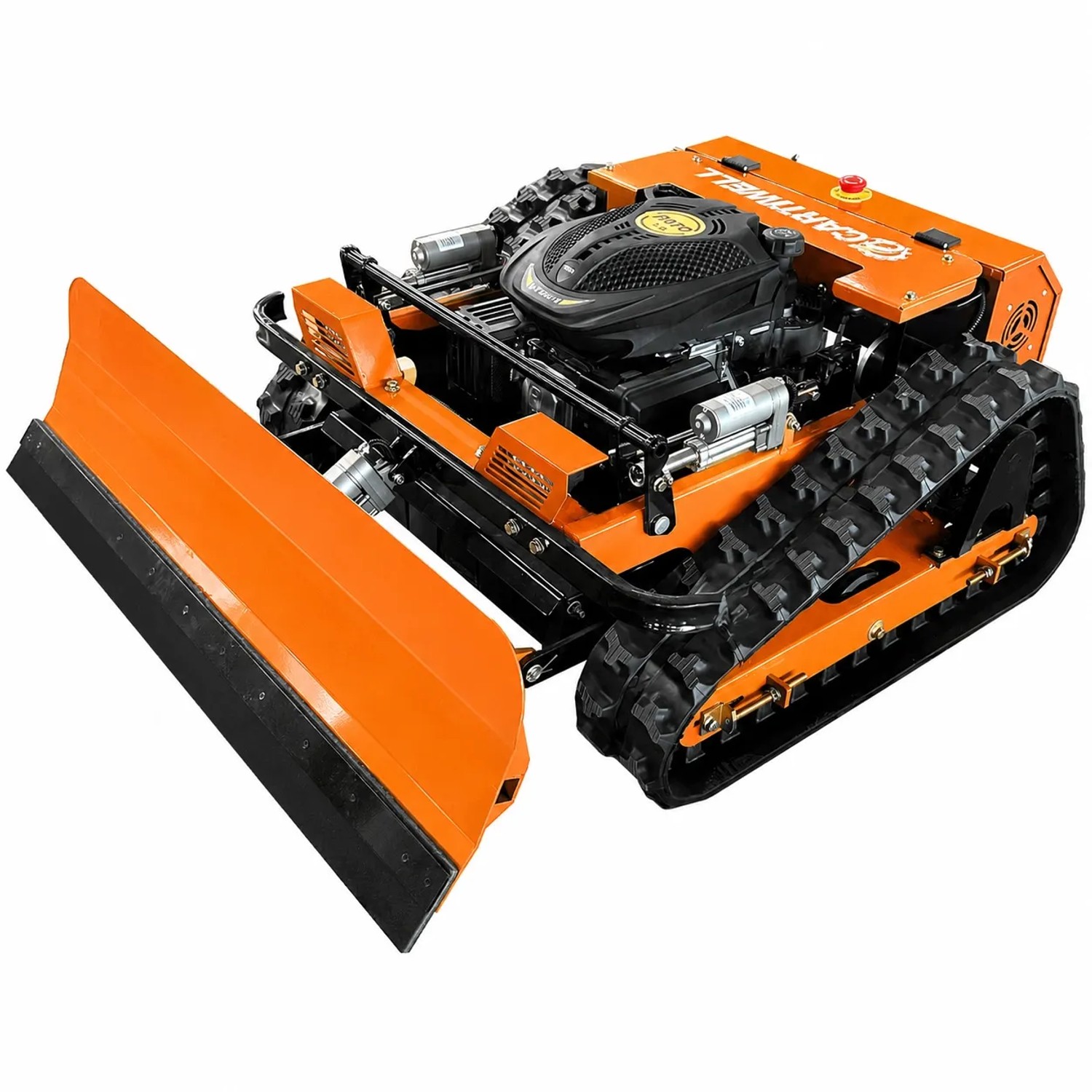 CARTIWELL Ferngesteuerter Motor-Rasenmäher CW-500 Orange Böschungsmäher mit Schneepflug